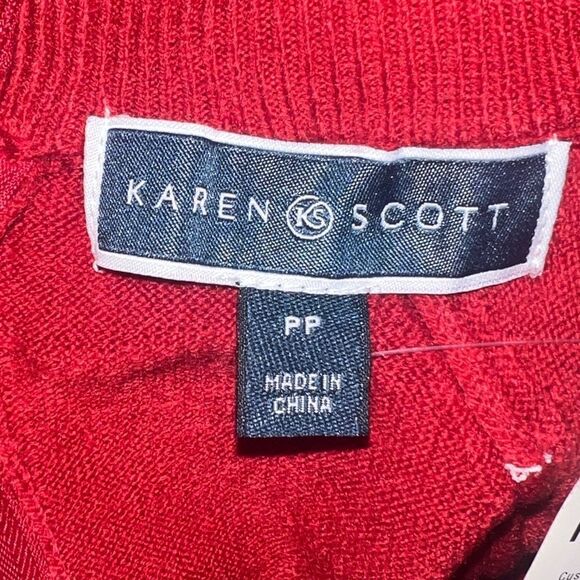 Karen Scott Petite Mock Neck Zip-Back Sweater Red Cherry PP NWT - Picture 6 of 9